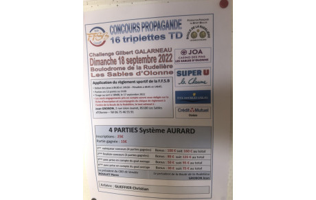   16 triplettes aux Sables d' Olonne  dimanche 18 septembre 22