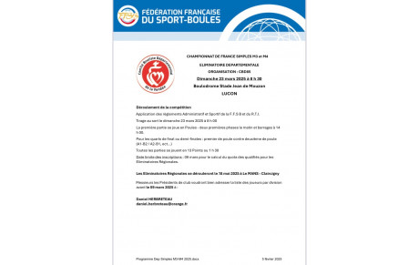 programme éliminatoire Départemental simple 